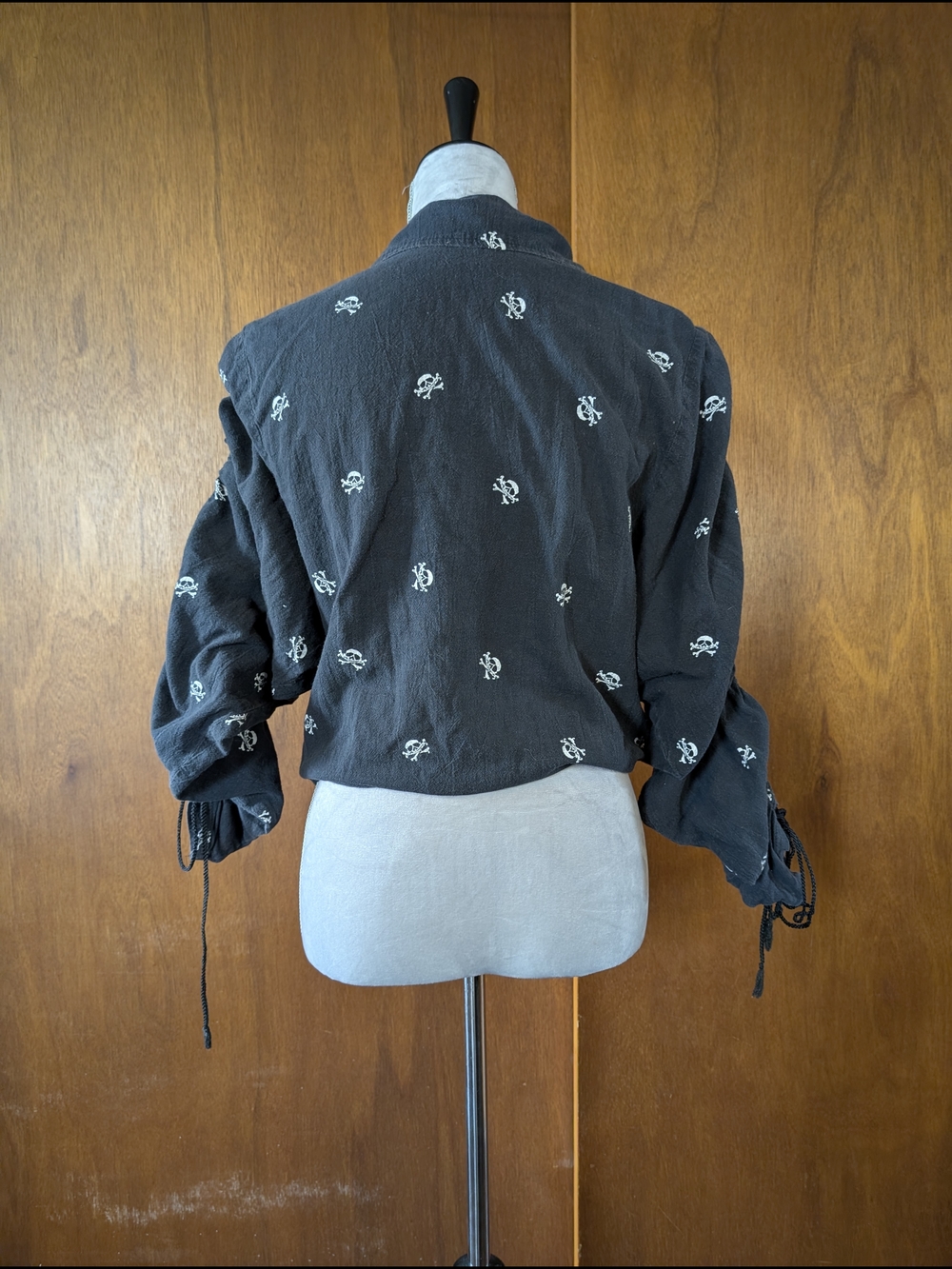 Black Ruched Lace-Up Women’s Top - Picture 3 of 9